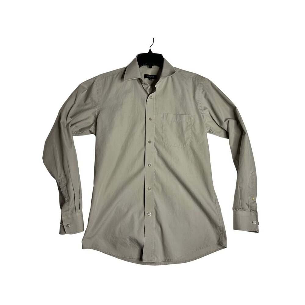 Angelo Rossi L/S Khaki Button Down Dress Shirt Mens 15.5 34/35